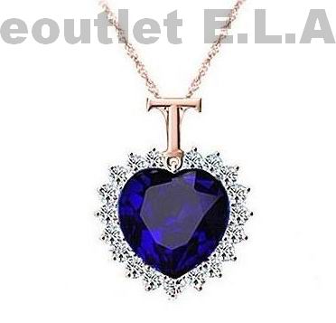 55x40mm DEEP BLUE SWAROVSKI CRYSTAL HEART NECKLACE
